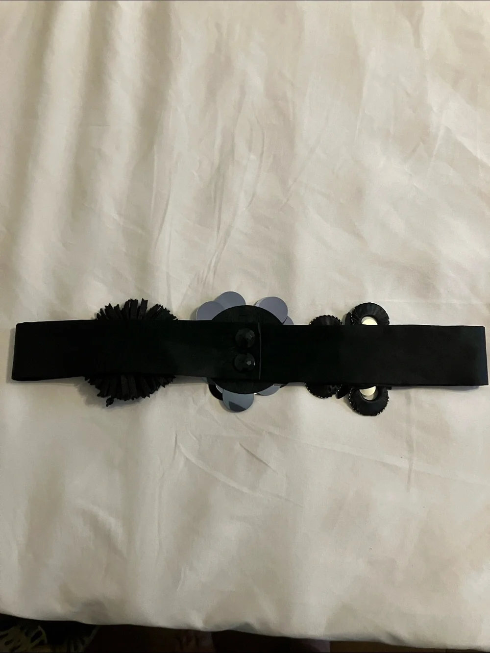 Nanette Lepore Black Floral Appliqué Waist Belt
